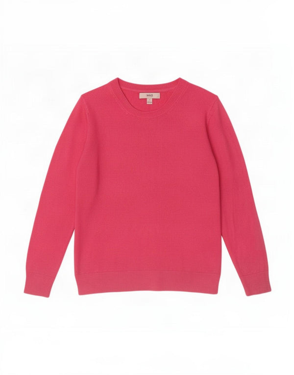 Marks & Spencer Womens Boat Neck Jumper Sweater UK 10 Small Pink Acrylic