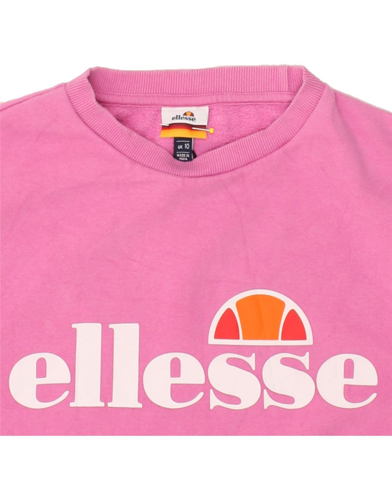 ELLESSE Womens Oversized Graphic Sweatshirt Jumper UK 10 Small  Pink | Vintage Ellesse | Thrift | Second-Hand Ellesse | Used Clothing | Messina Hembry 