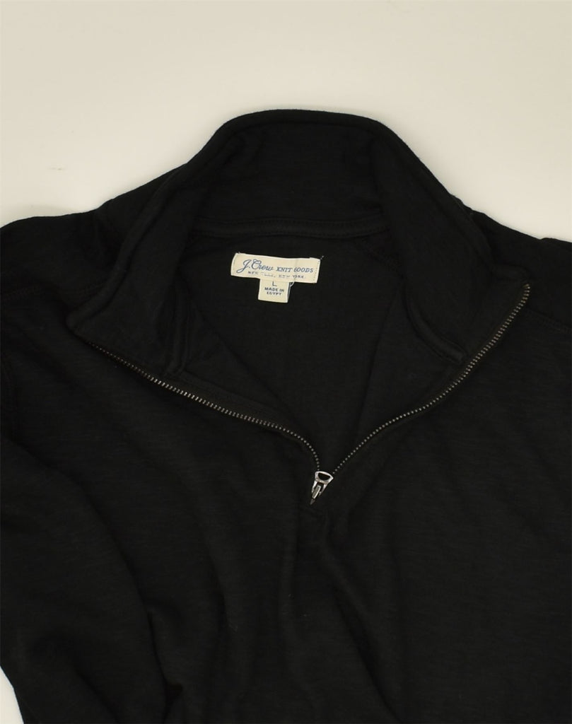 J. CREW Mens Zip Neck Sweatshirt Jumper Large Black Cotton | Vintage J. Crew | Thrift | Second-Hand J. Crew | Used Clothing | Messina Hembry 