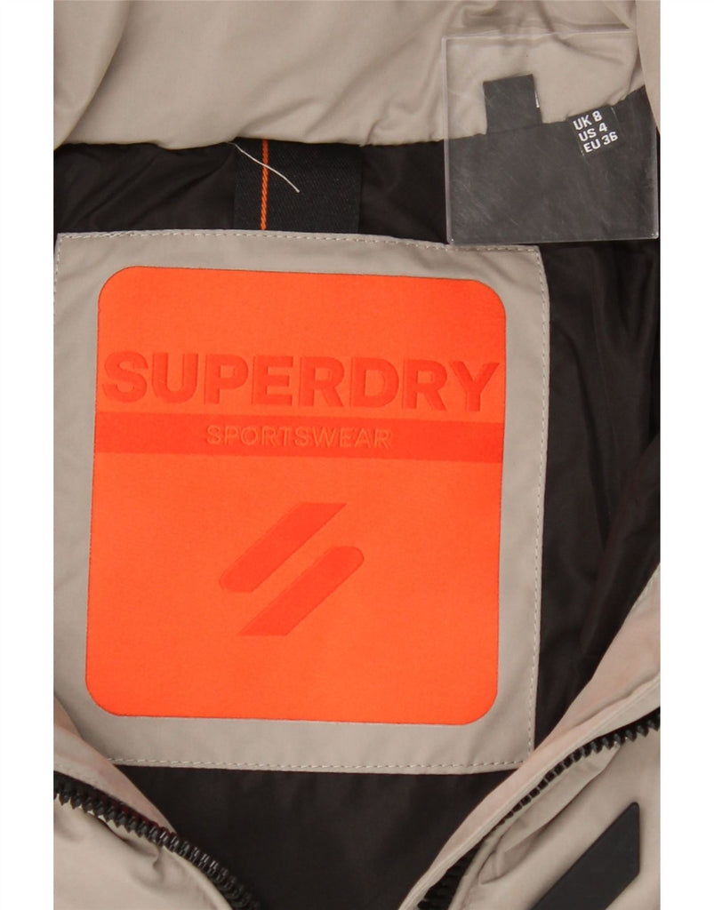 SUPERDRY Womens Hooded Padded Jacket UK 8 Small Grey Polyester Vintage Superdry and Second-Hand Superdry from Messina Hembry 