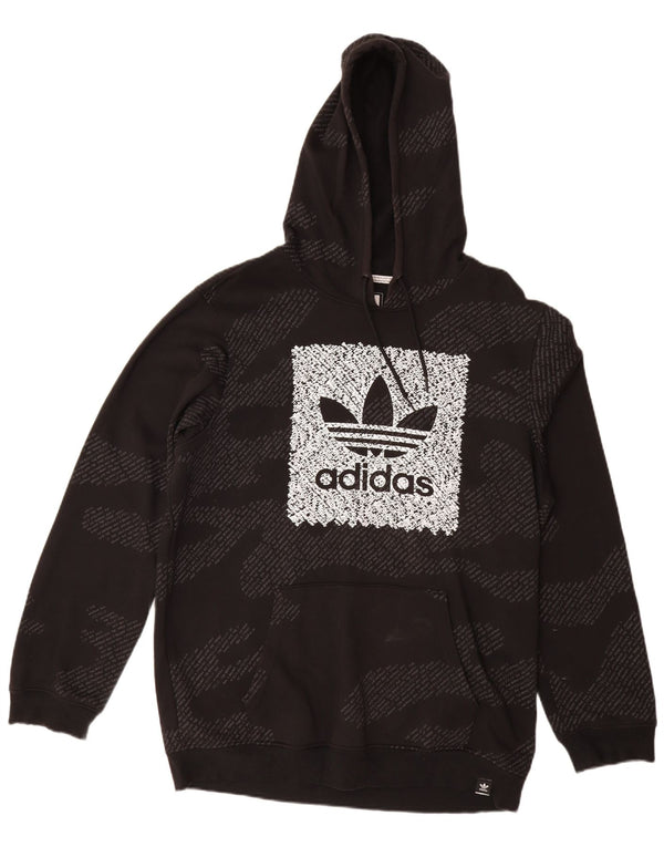 ADIDAS Mens Graphic Hoodie Jumper Large Black Camouflage Cotton