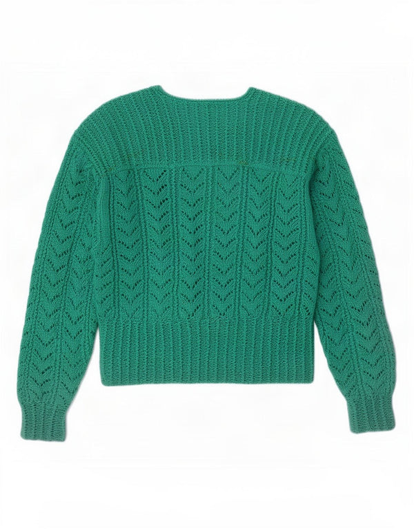 Vintage Womens V-Neck Jumper Sweater UK 14 Medium Green