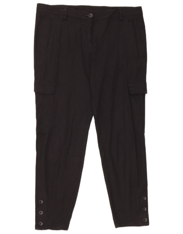 Reiss Womens Tapered Cargo Trousers UK 12 Medium W34 L26 Black Viscose