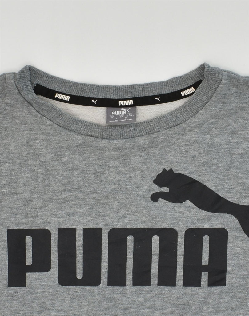 PUMA Boys Graphic Sweatshirt Jumper 13-14 Years Grey Cotton | Vintage Puma | Thrift | Second-Hand Puma | Used Clothing | Messina Hembry 