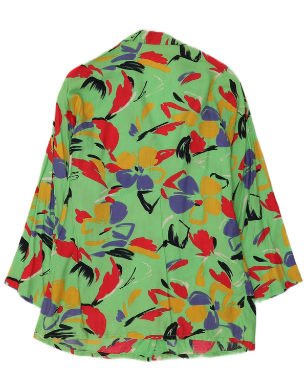 Vintage Womens Cardigan Top UK 14 Medium Green Floral