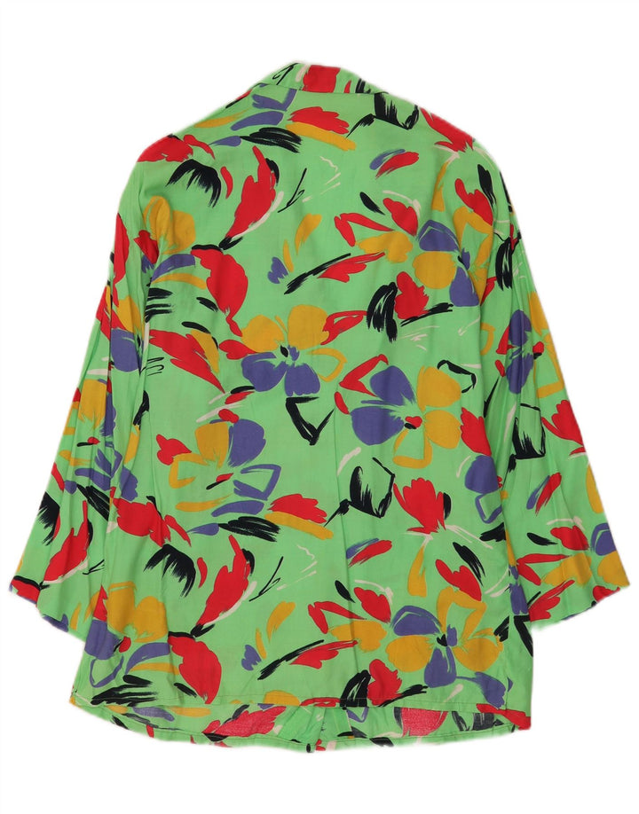 Vintage Womens Cardigan Top UK 14 Medium Green Floral