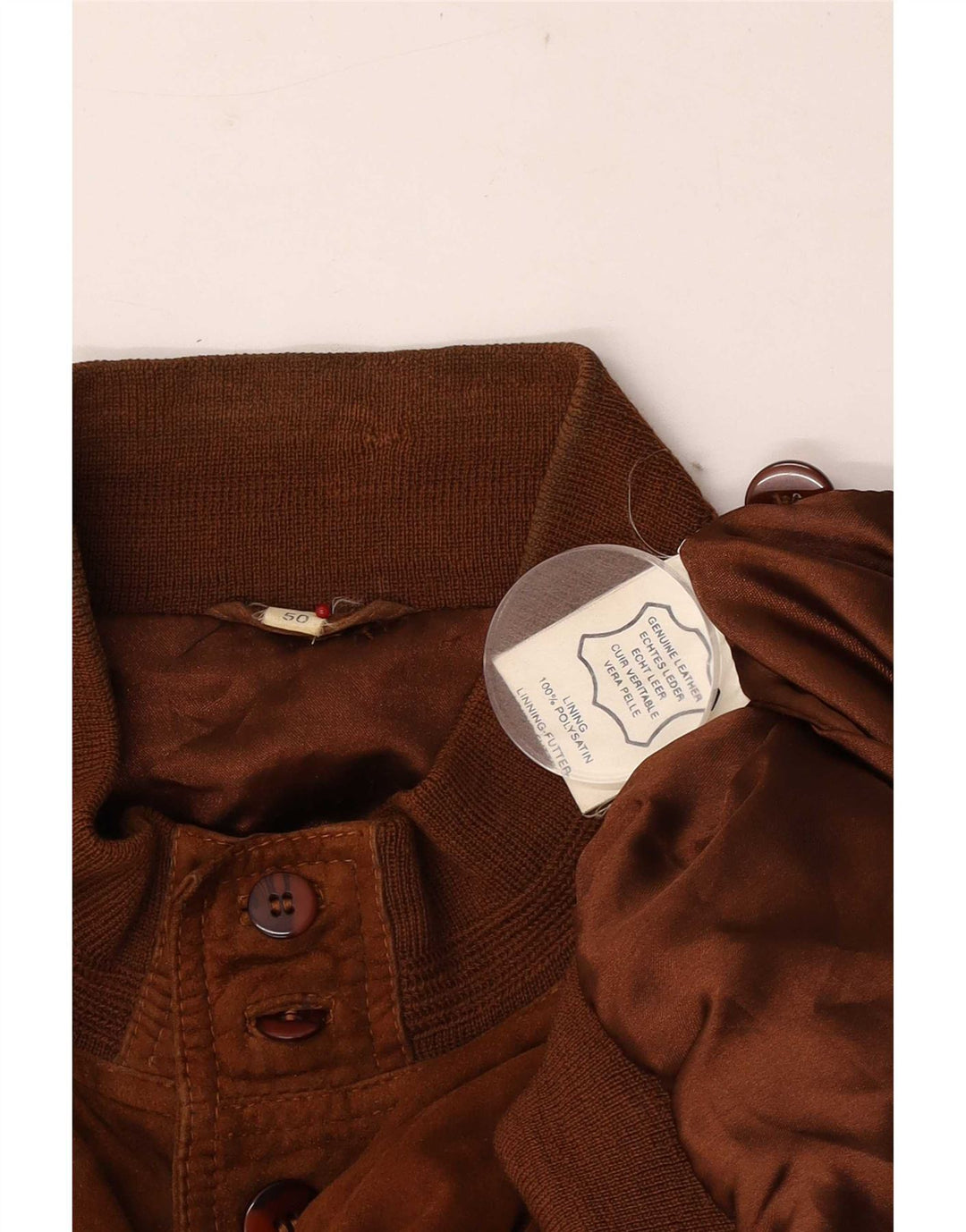 Vintage Mens Suede Bomber Jacket EU 50 Large Brown Leather