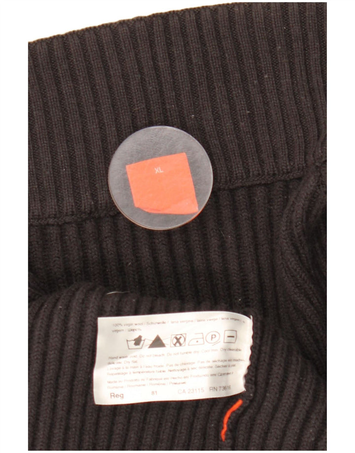 Hugo Boss Mens Cardigan Sweater XL Black Wool