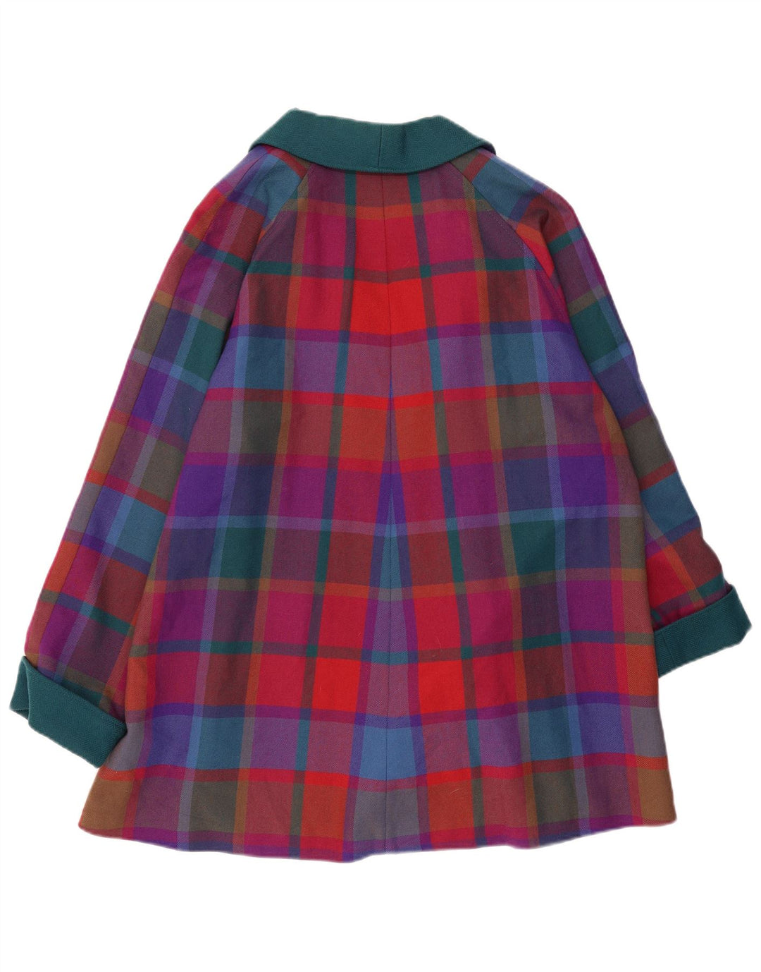 AVOCA Womens Open Overcoat UK 14 Medium Multicoloured Check New Wool