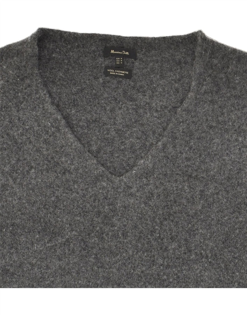 MASSIMO DUTTI Womens V-Neck Jumper Sweater UK 14 Medium Grey Wool | Vintage Massimo Dutti | Thrift | Second-Hand Massimo Dutti | Used Clothing | Messina Hembry 