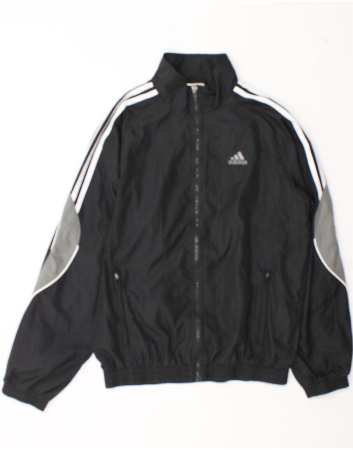 Adidas Mens Tracksuit Top Jacket UK 36/38 Small Black Colourblock Polyester