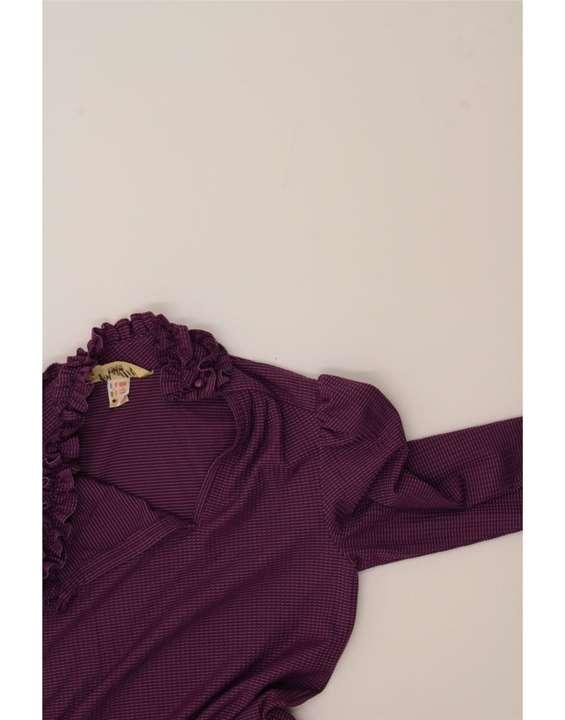 VINTAGE Womens A-Line Dress UK 10 Small Purple Pinstripe Polyester Vintage Vintage and Second-Hand Vintage from Messina Hembry 