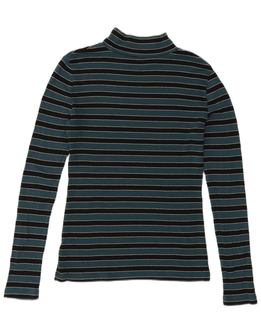 Fat Face Womens Turtle Neck Jumper Sweater UK 12 Medium Green Striped