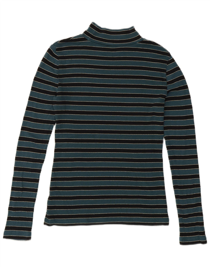 Fat Face Womens Turtle Neck Jumper Sweater UK 12 Medium Green Striped