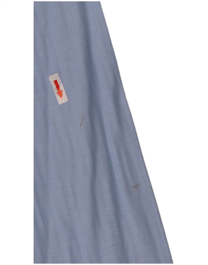 Crew Clothing Mens Slim Fit Shirt Large Blue Herringbone Cotton