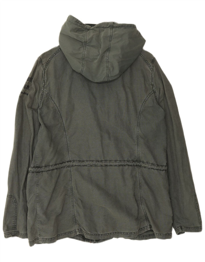 Soccx Mens Hooded Utility Jacket UK 40 Large Khaki Linen
