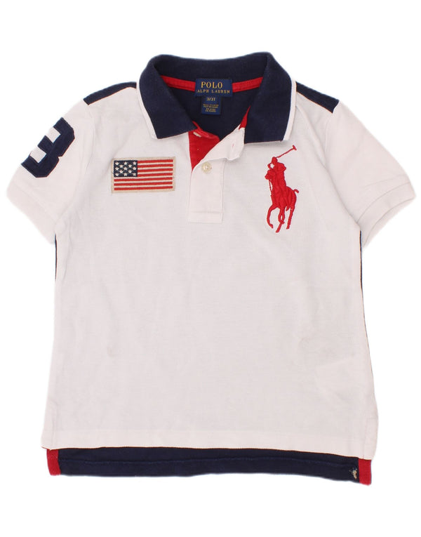 Polo Ralph Lauren Boys Graphic Shirt 2-3 Years White Colourblock Cotton