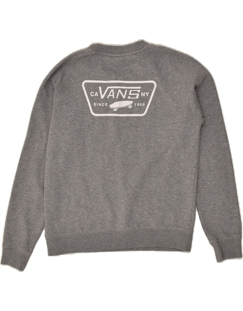 VANS Womens Loose Fit Graphic Sweatshirt Jumper UK 10 Small Grey Cotton | Vintage Vans | Thrift | Second-Hand Vans | Used Clothing | Messina Hembry 