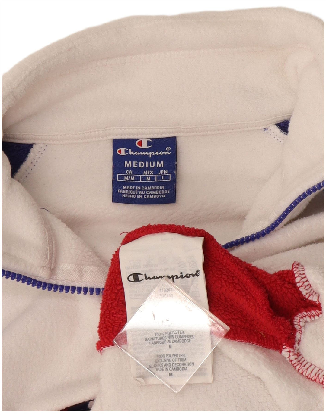 Champion Womens Graphic Fleece Jumper UK 14 Medium White Colourblock