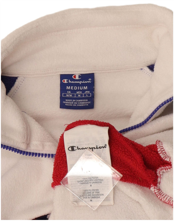 Champion Womens Graphic Fleece Jumper UK 14 Medium White Colourblock