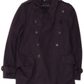 French Connection Mens Trench Coat UK 38 Medium Navy Blue Virgin Wool