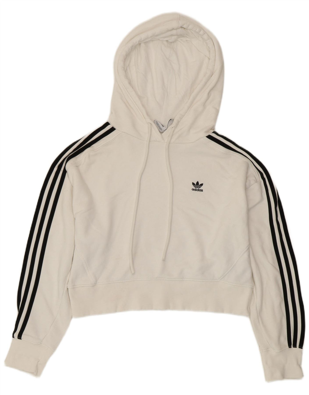 ADIDAS Womens Crop Oversized Hoodie Jumper UK 8 Small  White Cotton