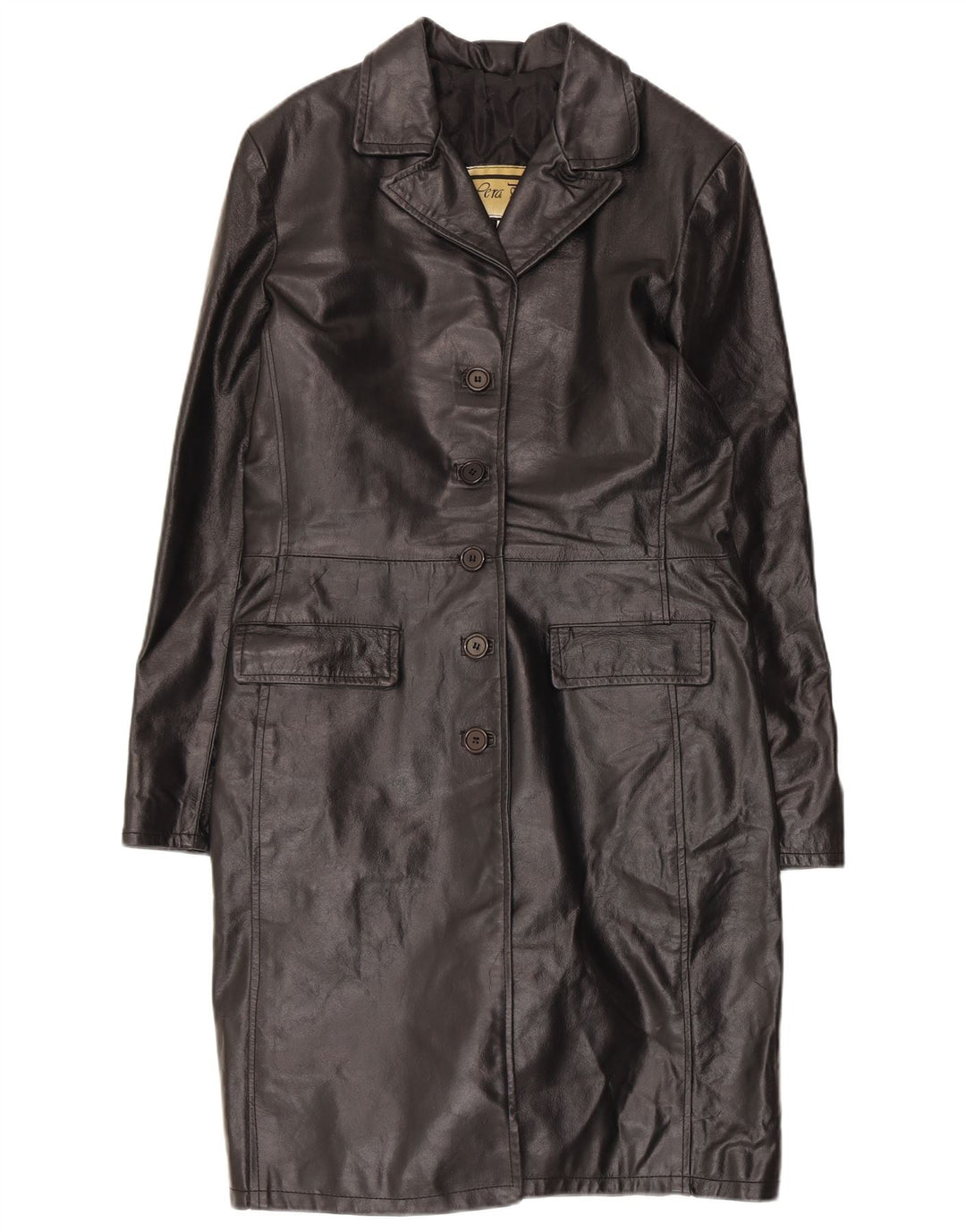 Vintage Womens Leather Coat UK 18 XL Black Leather