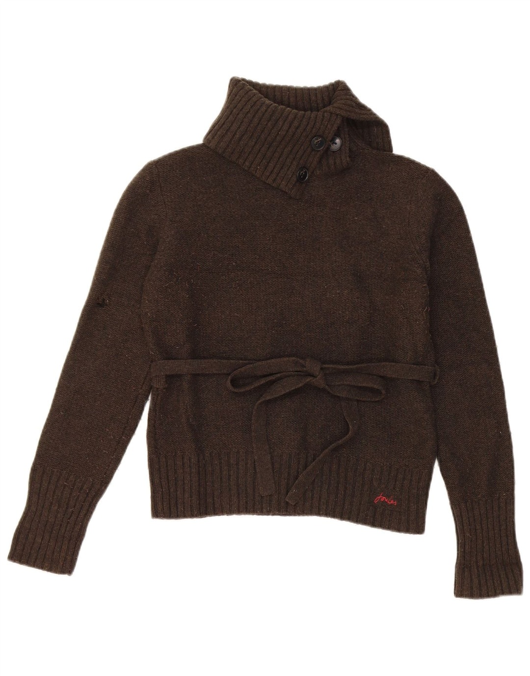 Joules Womens Crop Roll Neck Jumper Sweater UK 12 Medium Khaki Wool