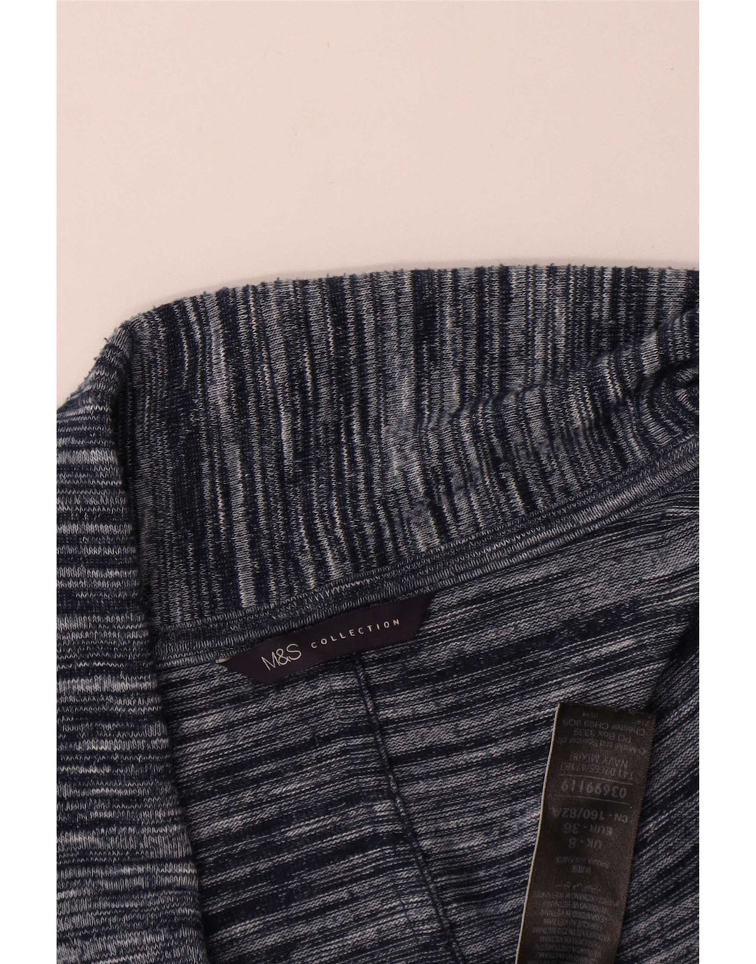 Marks & Spencer Womens Longline Cardigan Sweater UK 8 Small Navy Blue