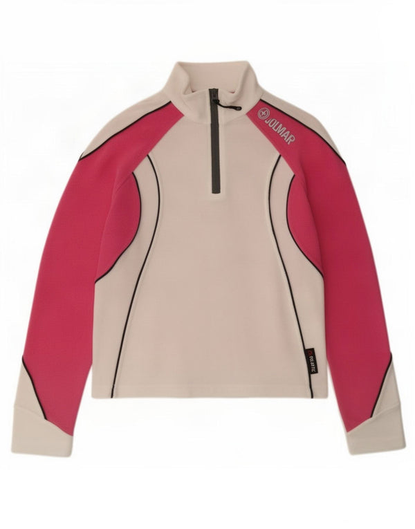 Colmar Womens Zip Neck Fleece Jumper UK 10 Small White Colourblock