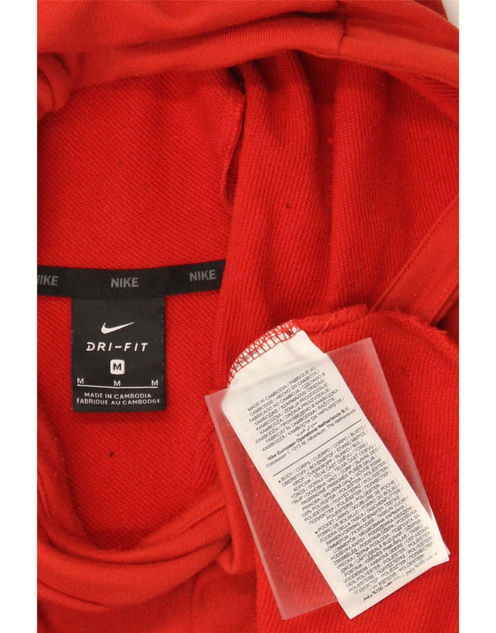 Nike Mens Dri Fit Graphic Hoodie Jumper Medium Orange Polyester