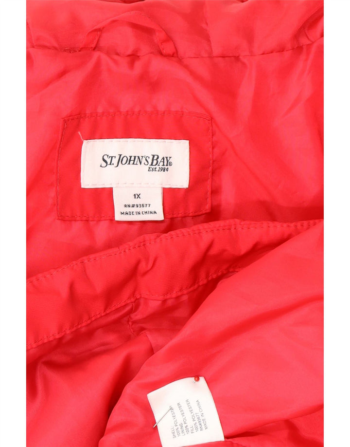 ST JOHN'S BAY Womens Oversized Hooded Padded Jacket UK 18 XL Pink Vintage St John's Bay and Second-Hand St John's Bay from Messina Hembry 