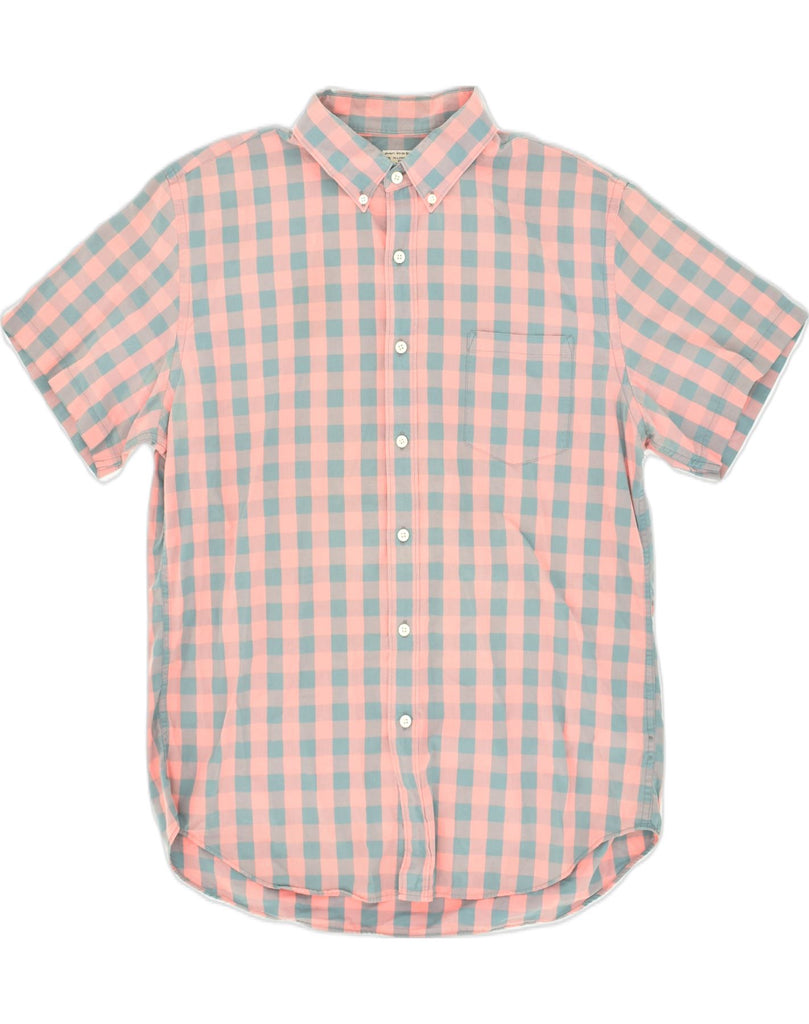 J. CREW Mens Short Sleeve Shirt Large Orange Gingham Cotton | Vintage J. Crew | Thrift | Second-Hand J. Crew | Used Clothing | Messina Hembry 