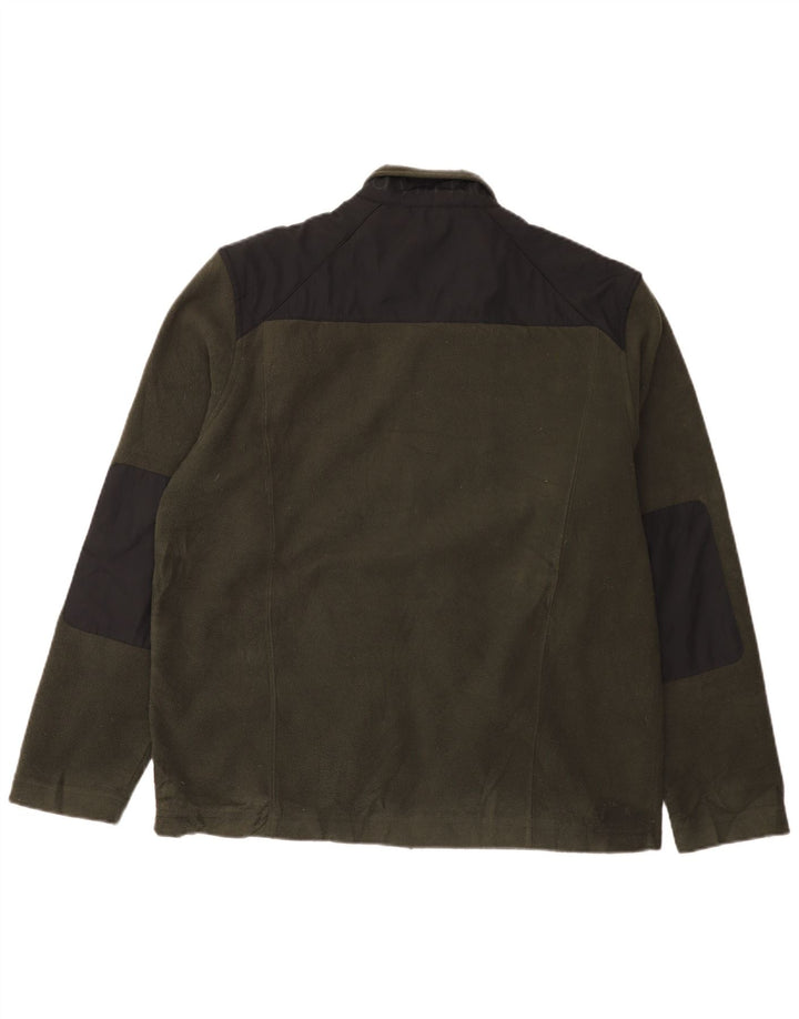 Calvin Klein Mens Fleece Jacket UK 40 Large Khaki Colourblock Polyester