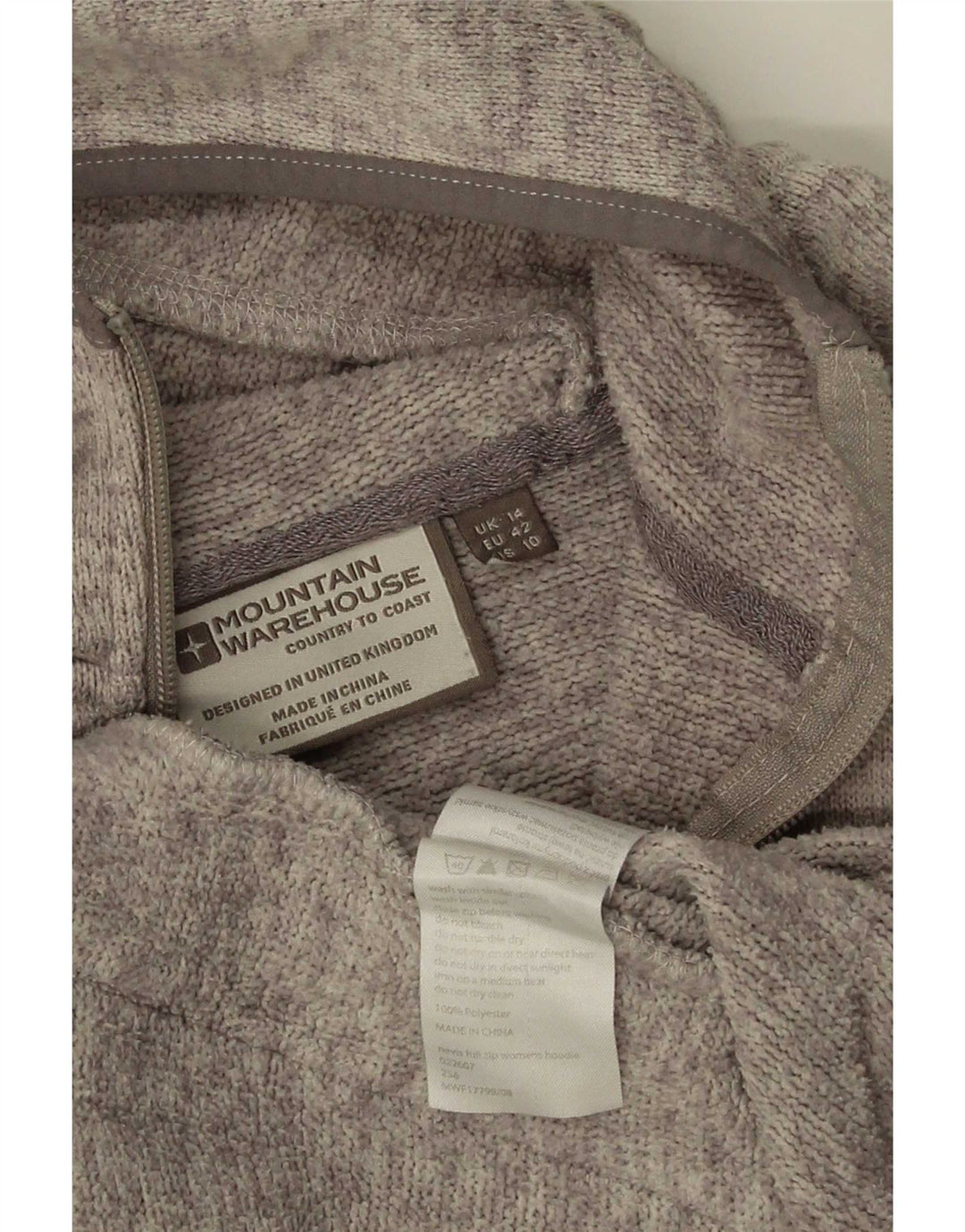 Mountain Warehouse Womens Zip Hoodie Sweater UK 14 Large Grey Polyester