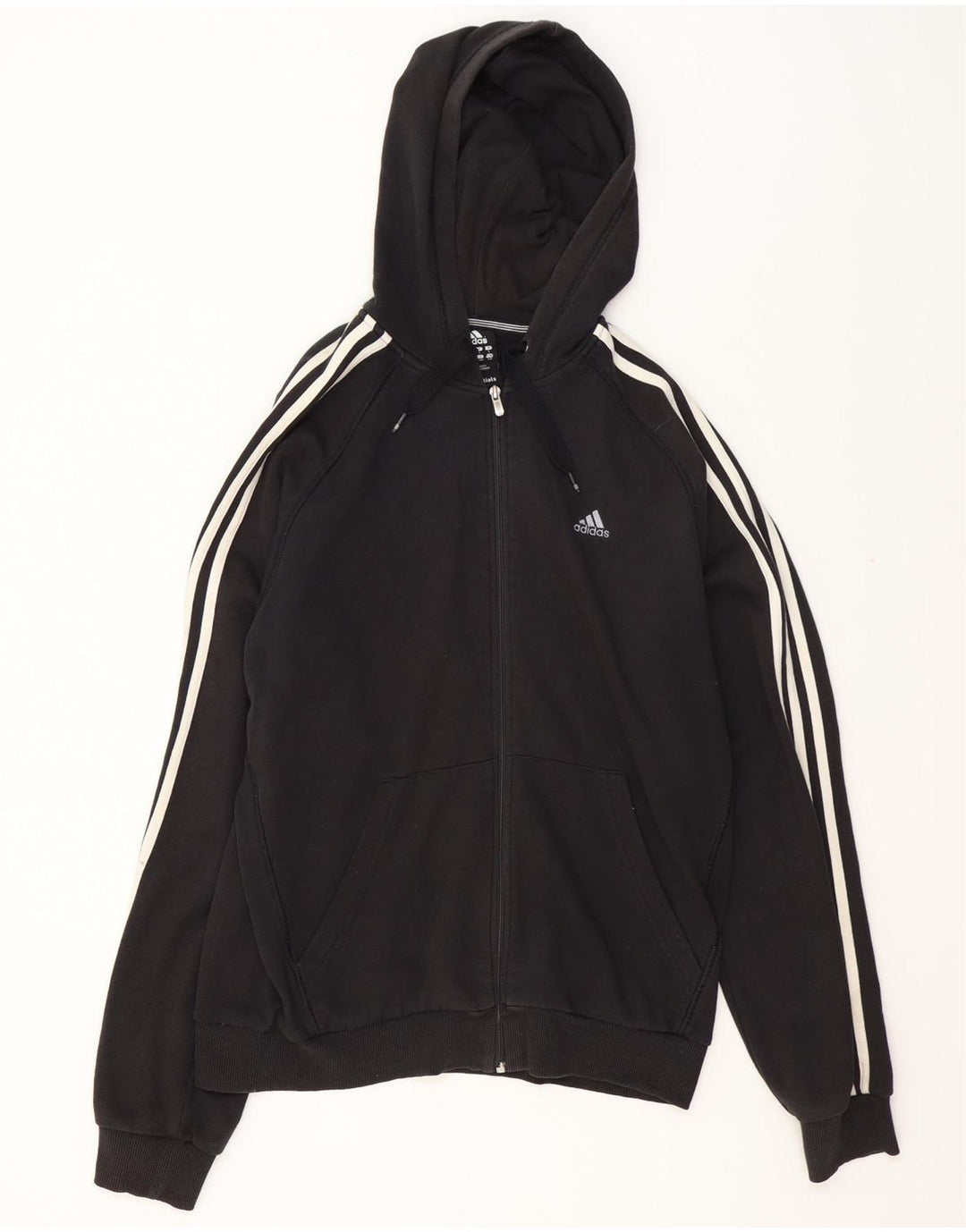 Adidas Mens Zip Hoodie Sweater Large Black Cotton
