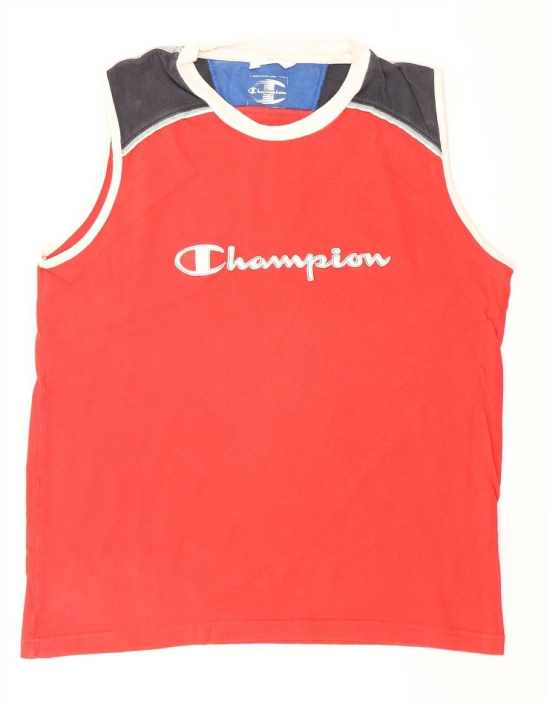 CHAMPION Mens Graphic Vest Top Medium Red Colourblock Cotton