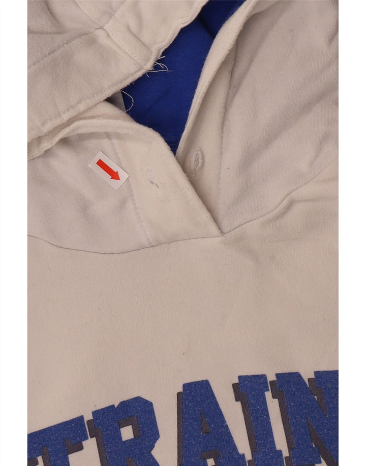 ADIDAS Womens Graphic Hoodie Jumper UK 12 Medium White Cotton