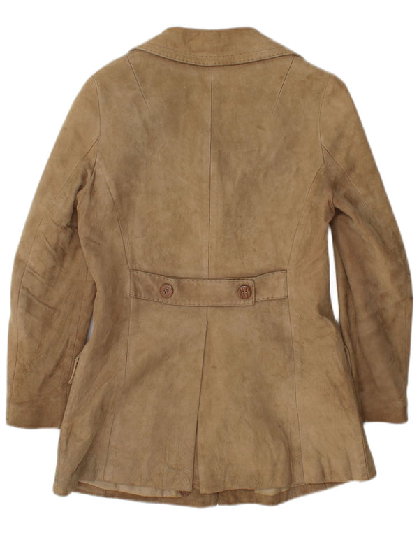 Vintage Womens Suede Jacket UK 10 Small Beige