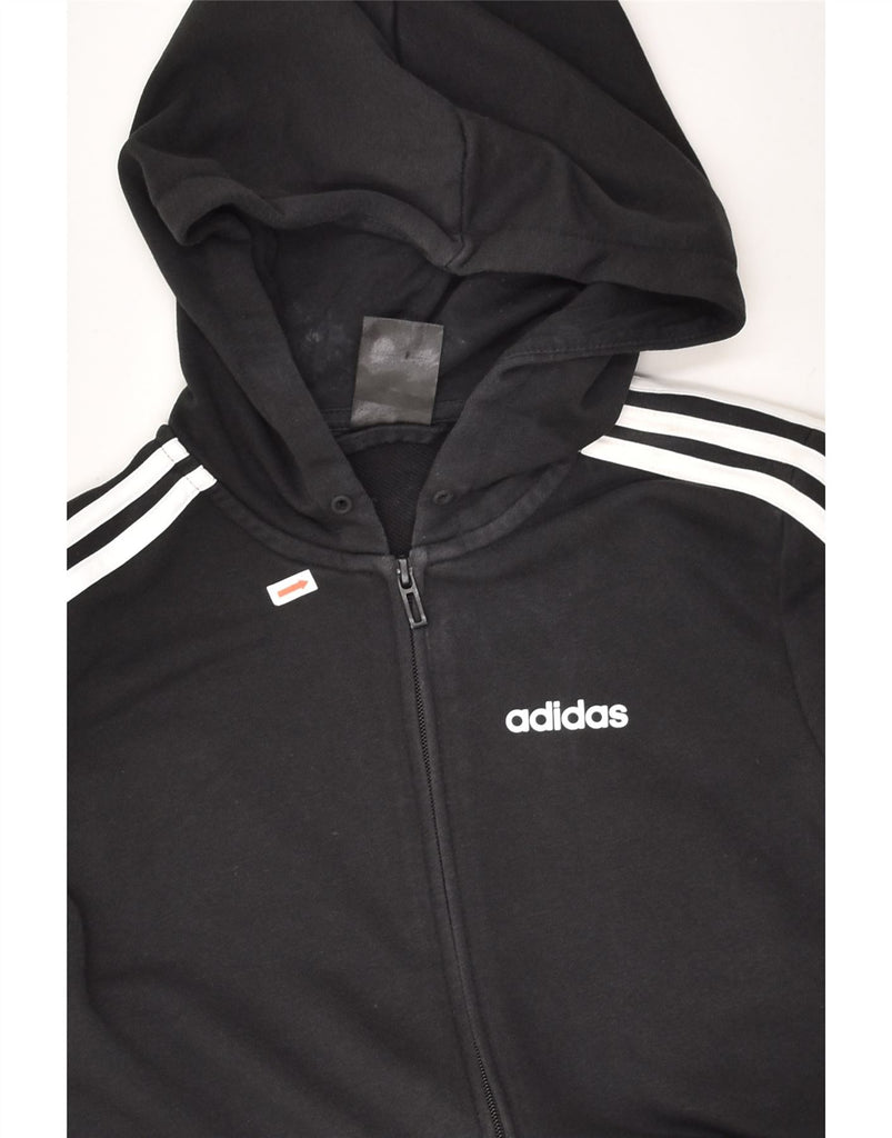 ADIDAS Boys Zip Hoodie Sweater 8-9 Years Black Cotton | Vintage Adidas | Thrift | Second-Hand Adidas | Used Clothing | Messina Hembry 