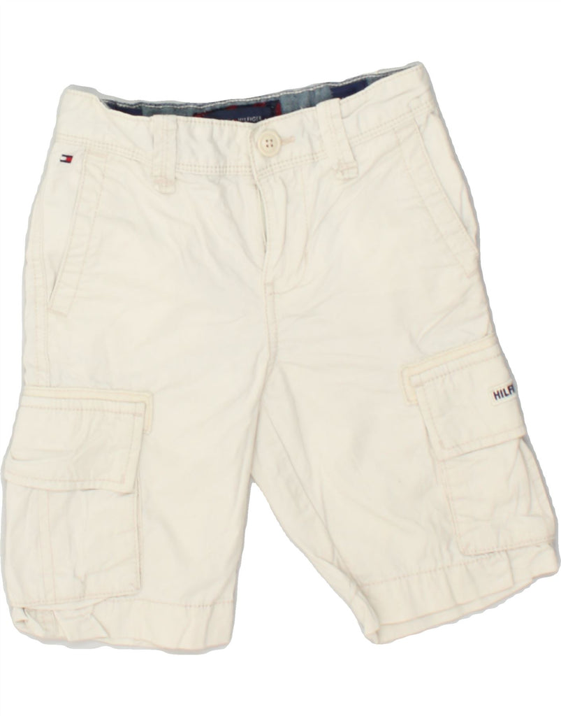 TOMMY HILFIGER Boys Cargo Shorts 5-6 Years W22 Off White Cotton | Vintage Tommy Hilfiger | Thrift | Second-Hand Tommy Hilfiger | Used Clothing | Messina Hembry 