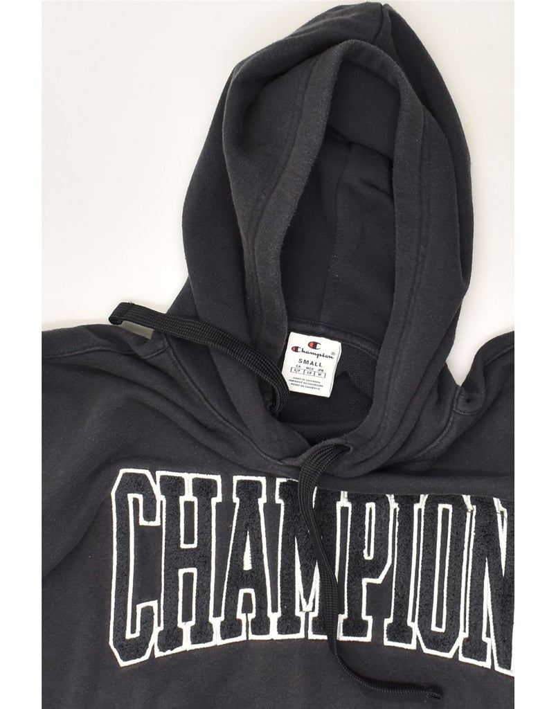 CHAMPION Womens Graphic Hoodie Jumper UK 10 Small Black Cotton | Vintage Champion | Thrift | Second-Hand Champion | Used Clothing | Messina Hembry 