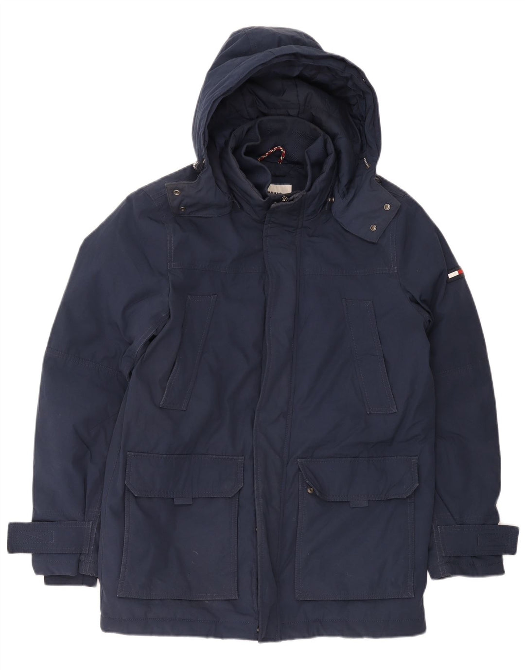 Tommy Hilfiger Mens Hooded Windbreaker Coat UK 38 Medium Navy Blue