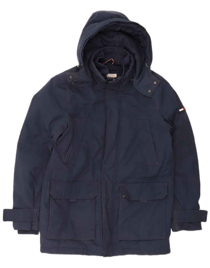 Tommy Hilfiger Mens Hooded Windbreaker Coat UK 38 Medium Navy Blue