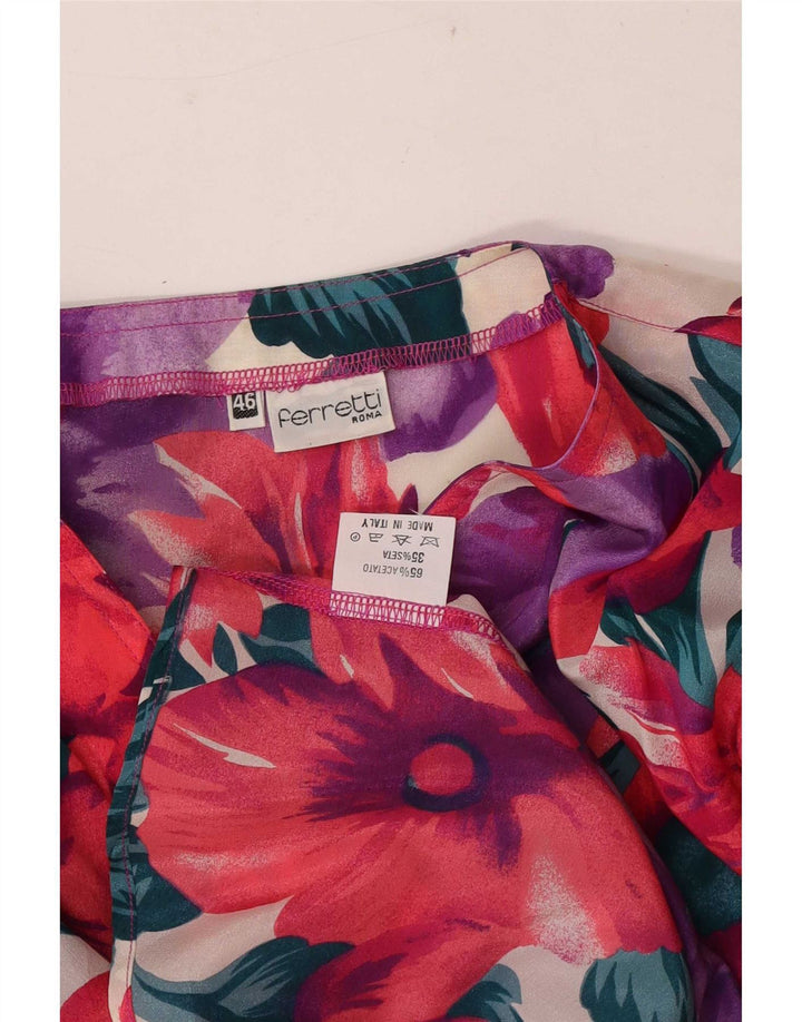 Ferretti Womens Short Sleeve Shirt Blouse IT 46 Large Multicoloured Floral