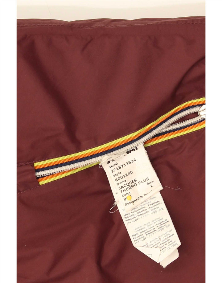 K-Way Mens Hooded Windbreaker Jacket UK 40 Large Maroon Polyamide