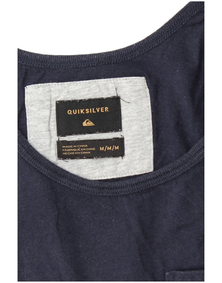 QUIKSILVER Mens Vest Top Medium Navy Blue Striped Cotton