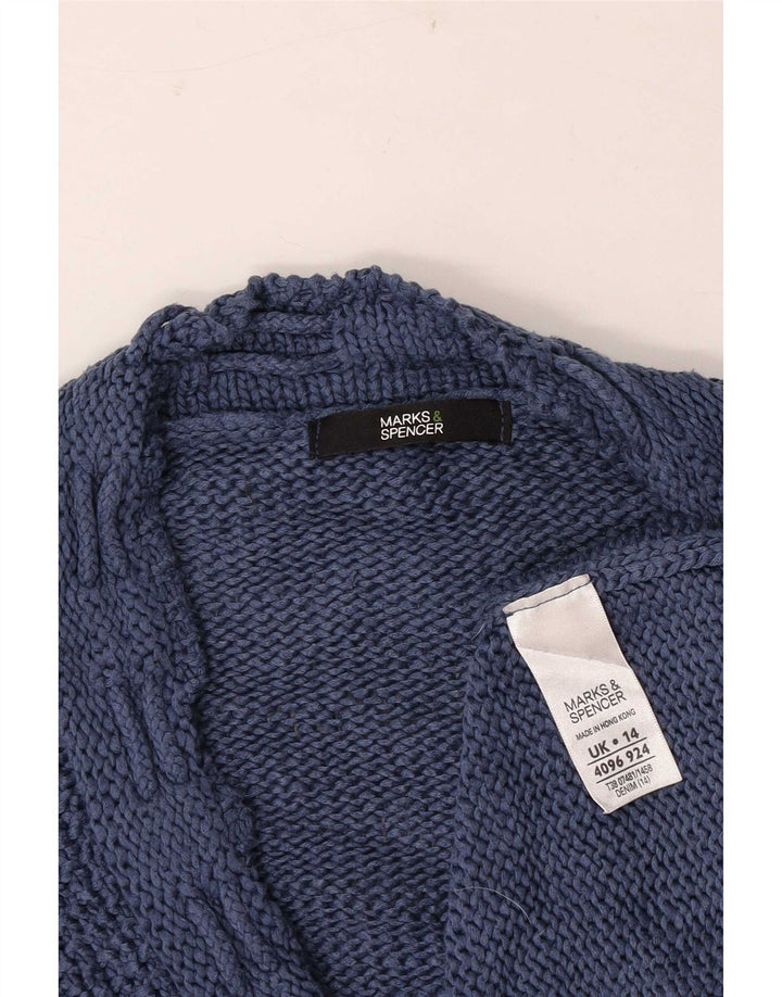 Marks & Spencer Womens 3/4 Sleeve Cardigan Sweater UK 14 Medium Blue