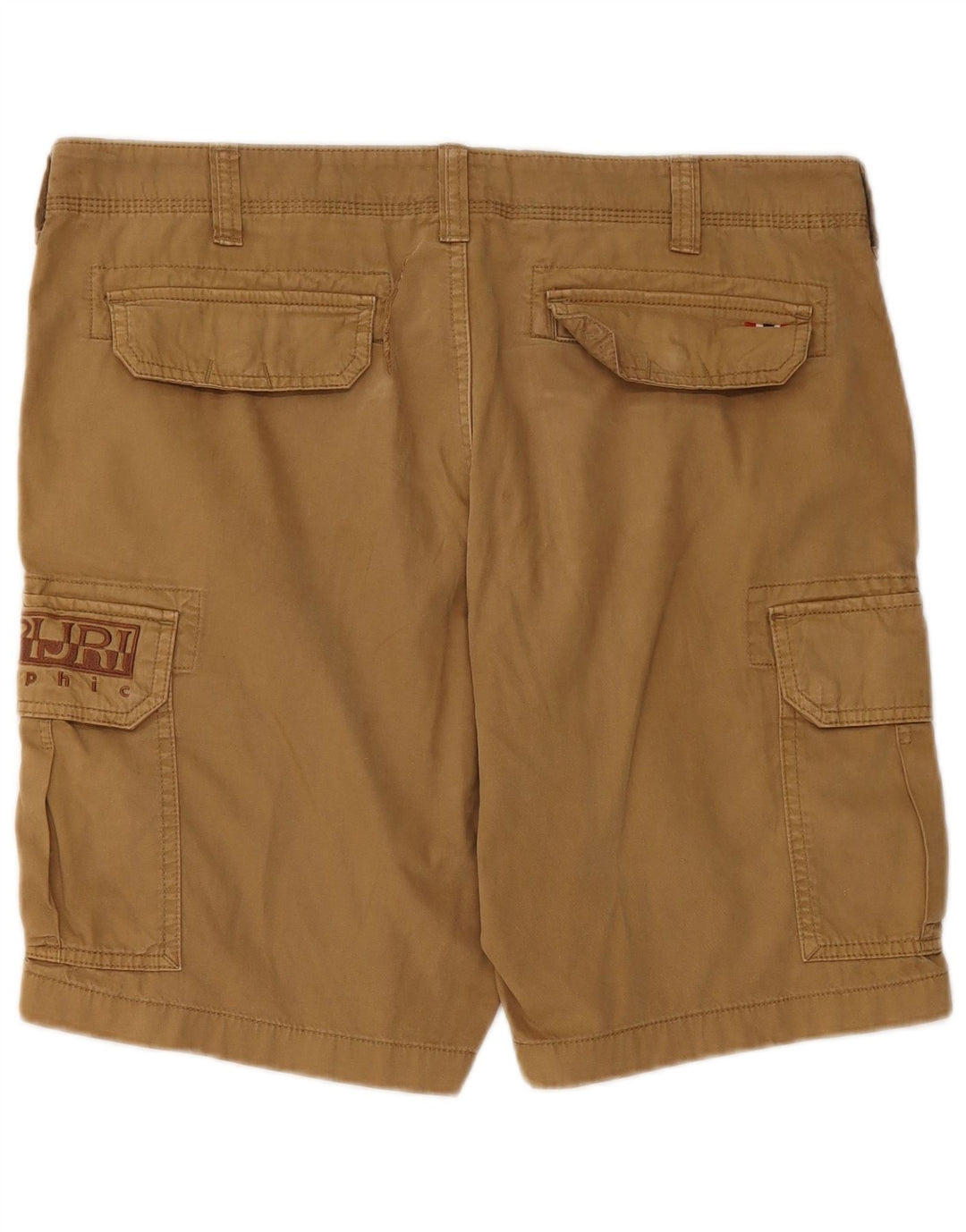 NAPAPIJRI Mens Graphic Cargo Shorts W34 Large Khaki Cotton