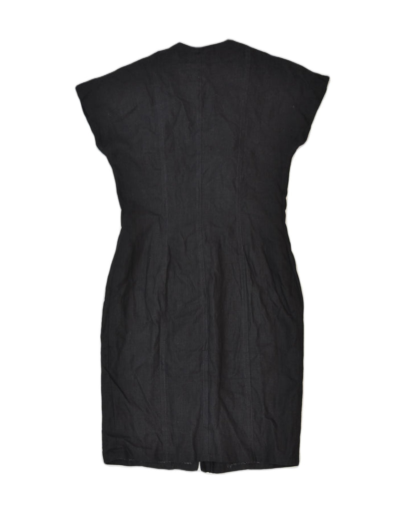 VINTAGE Womens Shirt Dress IT 42 Medium Black Linen | Vintage | Thrift | Second-Hand | Used Clothing | Messina Hembry 
